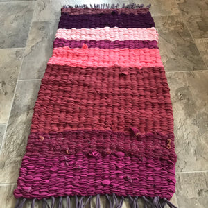 Wild Pink peg loom fabric rag rug woven carpet