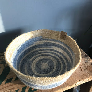 small blue and natural rope tray