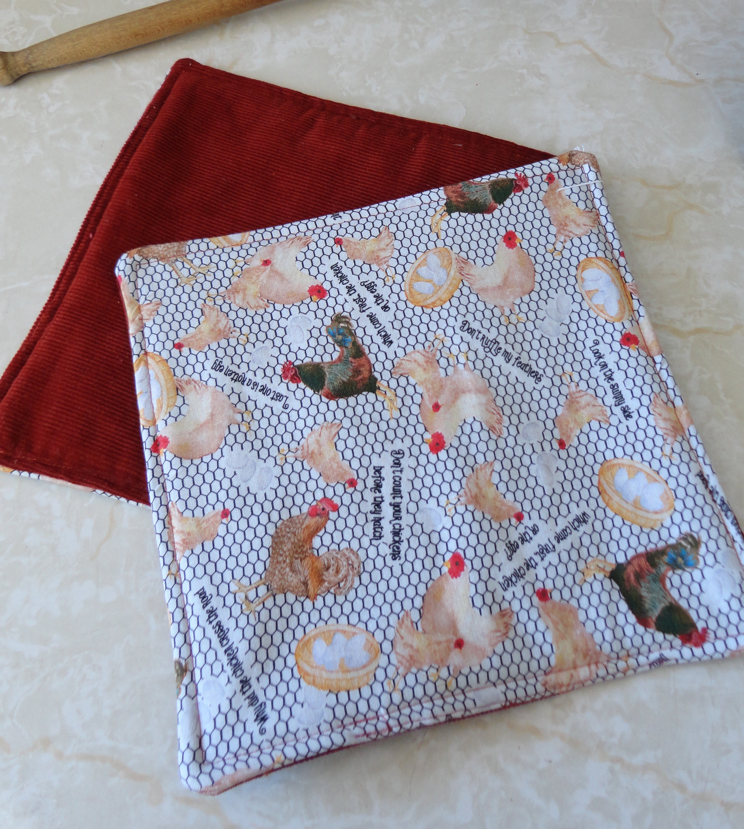 chickens Heavy duty Hotpad Set, 2 backing options