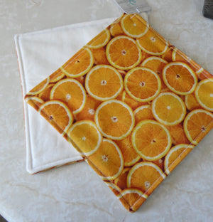 oranges Heavy duty Hotpad Set white backing
