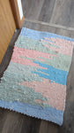 Waterfall pastel nursery decor blue, pink, green handwoven twined rag rug woven carpet