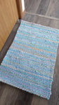 Beachy Blue handwoven twined rag rug woven carpet