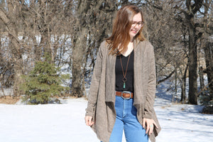 Flowy Cardigan in heathered taupe brown