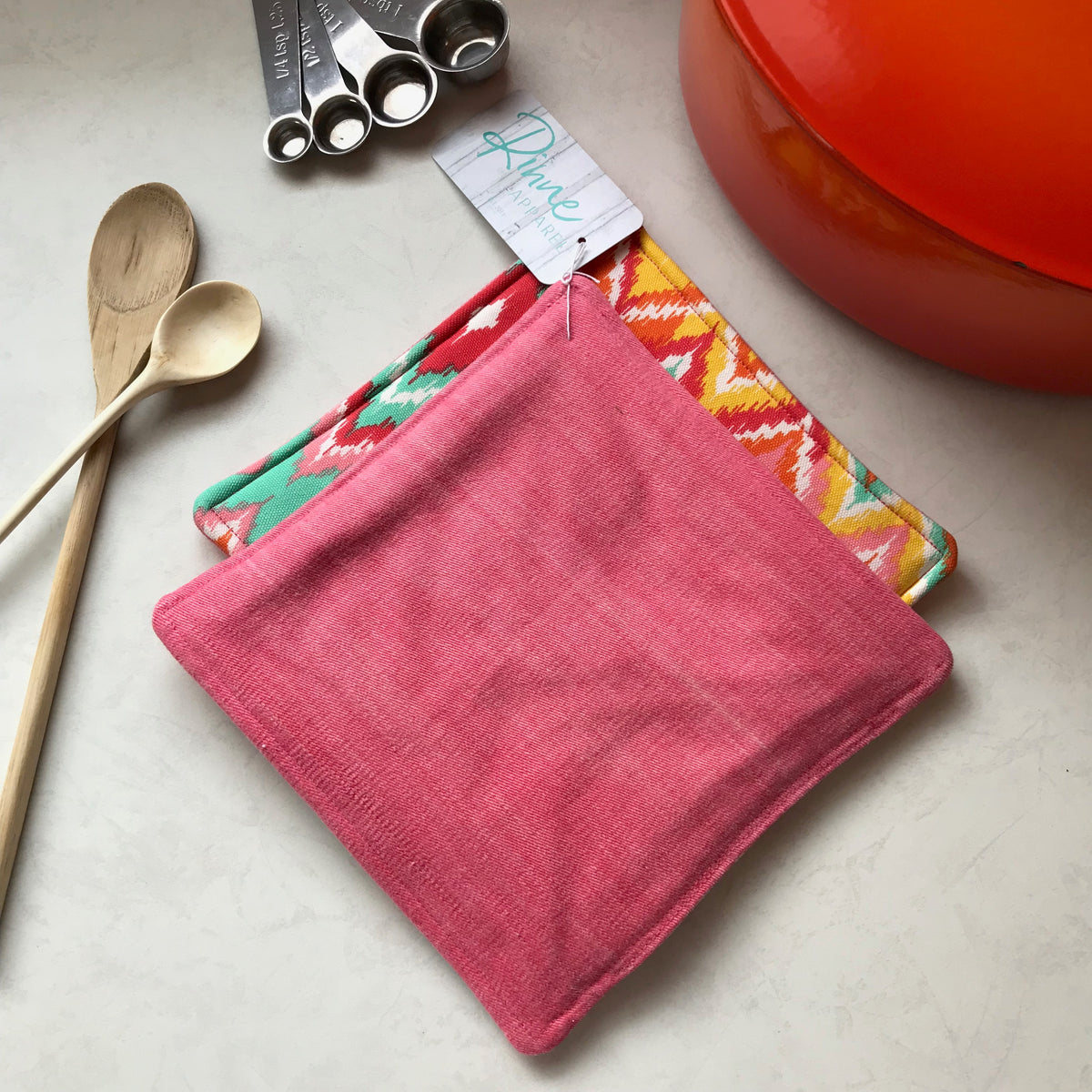 Heavy duty Hotpad Set coral pink, orange, red, white, yellow, mint pri ...