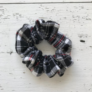 black and white plaid with red cotton Scrunchie