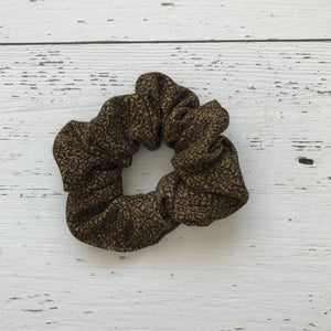 olive green print polyester Scrunchie