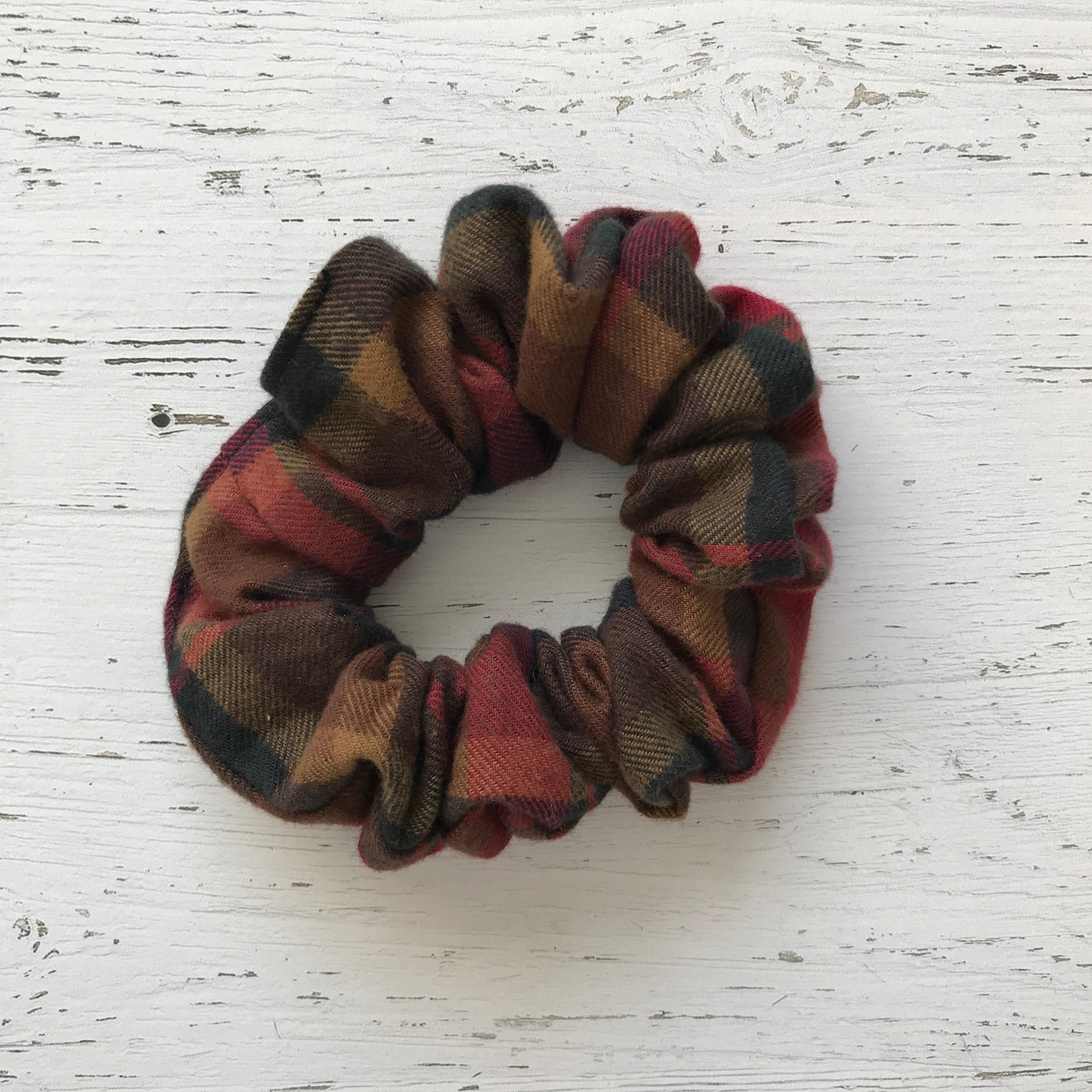 red black Canadian plaid cotton Scrunchie