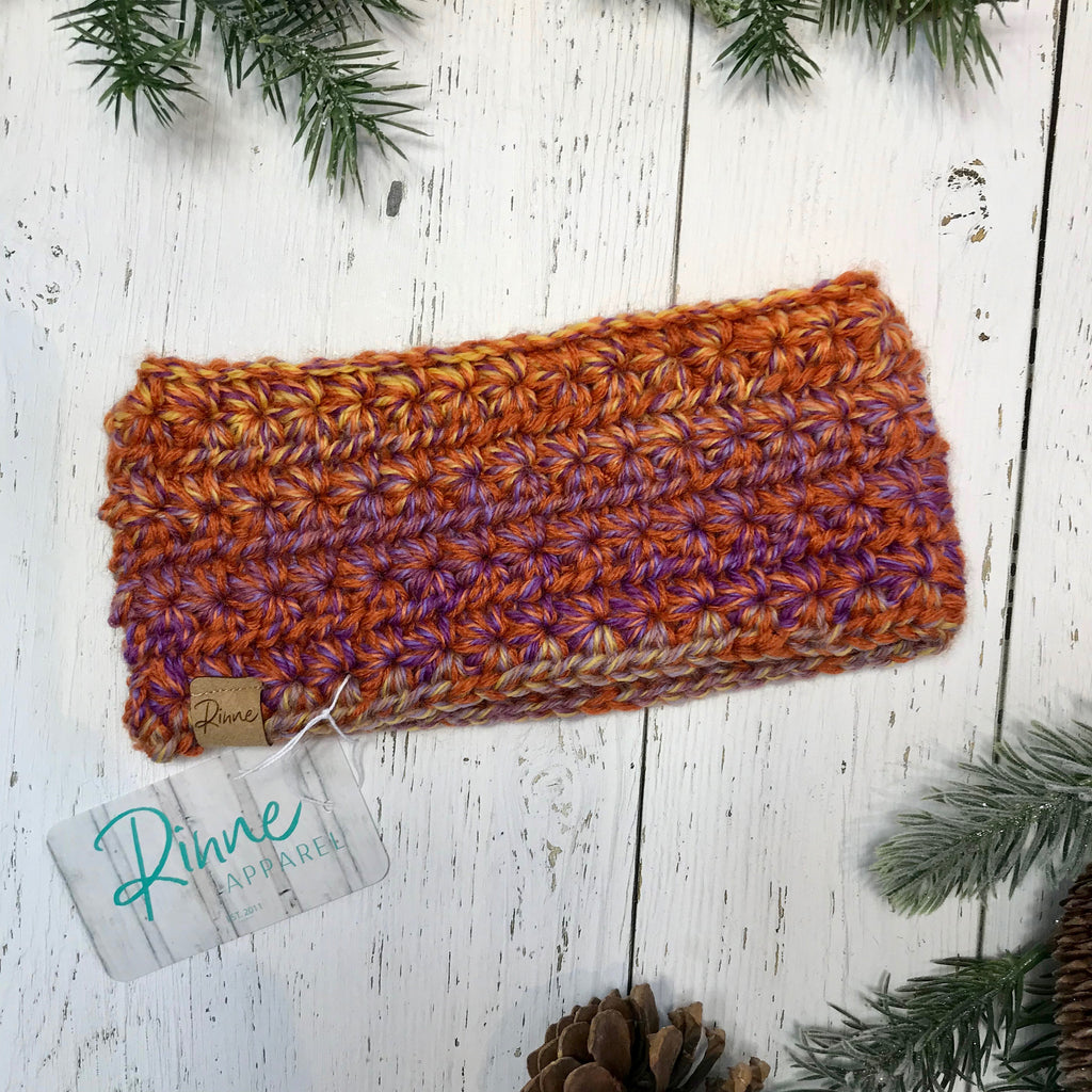 sunset orange, yellow, lavender purple Star Headband SALE