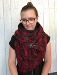 Large red and black Aztec print Triangle wrap scarf
