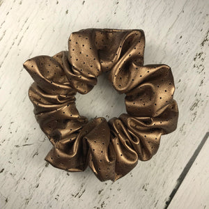 Bronze Faux Leather Scrunchie
