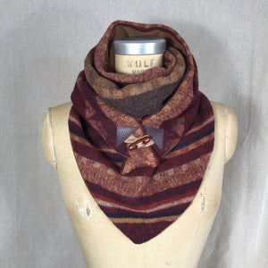 Small burgundy and browns Aztec print Triangle wrap scarf