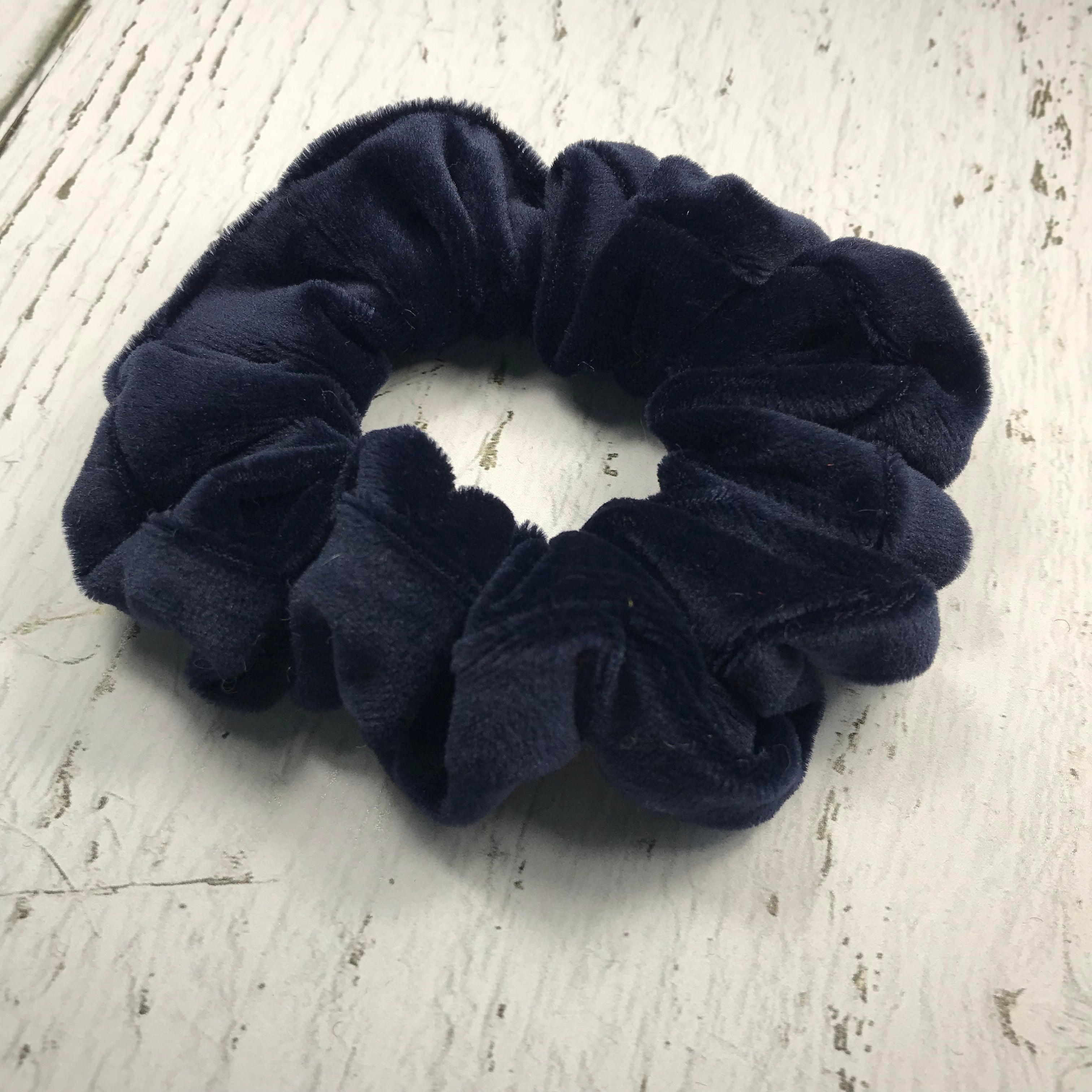 Navy Blue Velvet Scrunchie