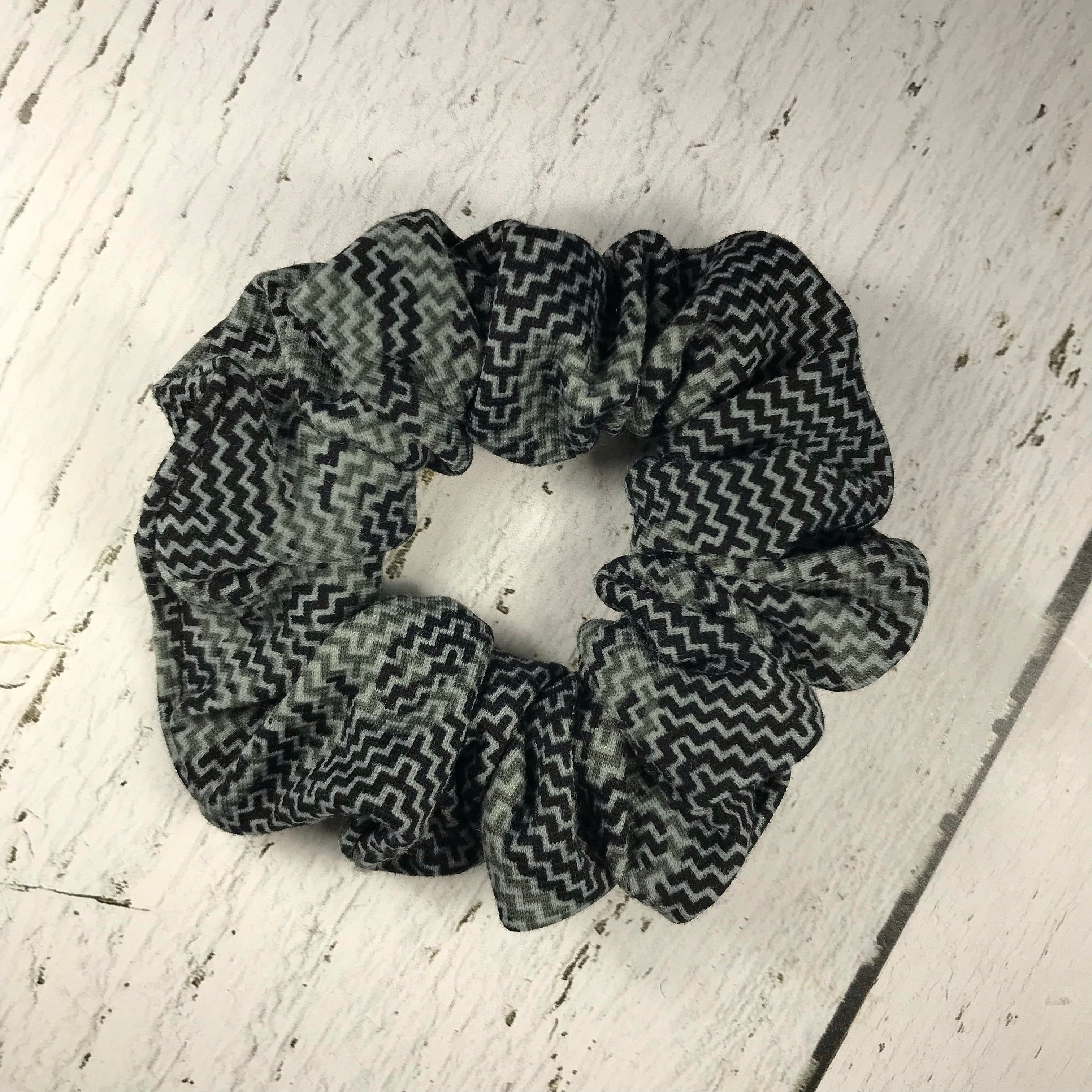 Grey with black pattern Scrunchie