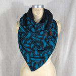 Large teal and black Triangle wrap scarf