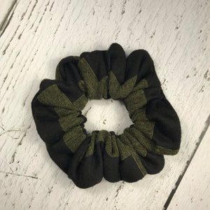 Olive Green and Black graphic stripe Scrunchie