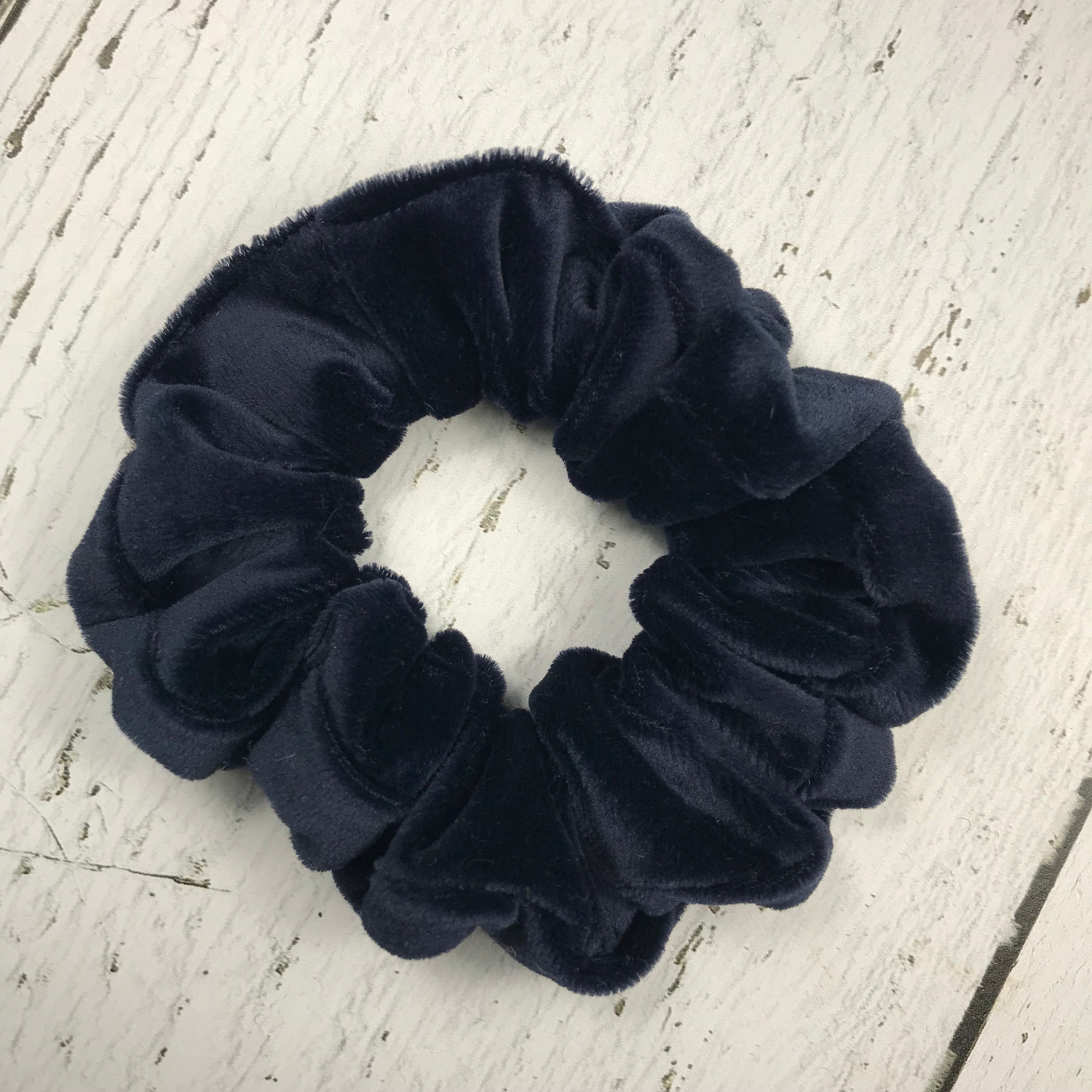 Navy Blue Velvet Scrunchie
