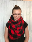 Large black and red Buffalo plaid Triangle wrap scarf